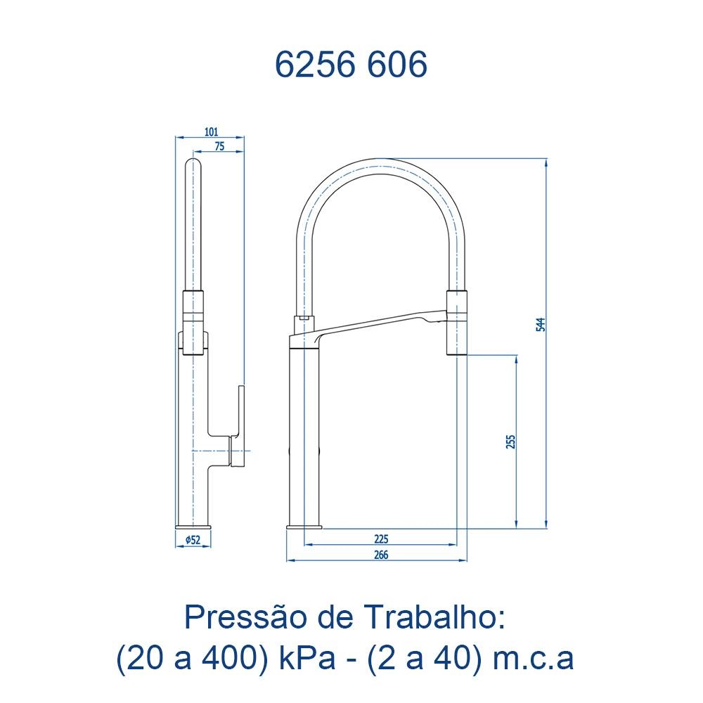 Misturador Monocomando de Mesa Cozinha Santiago Fani 6256 BK606
