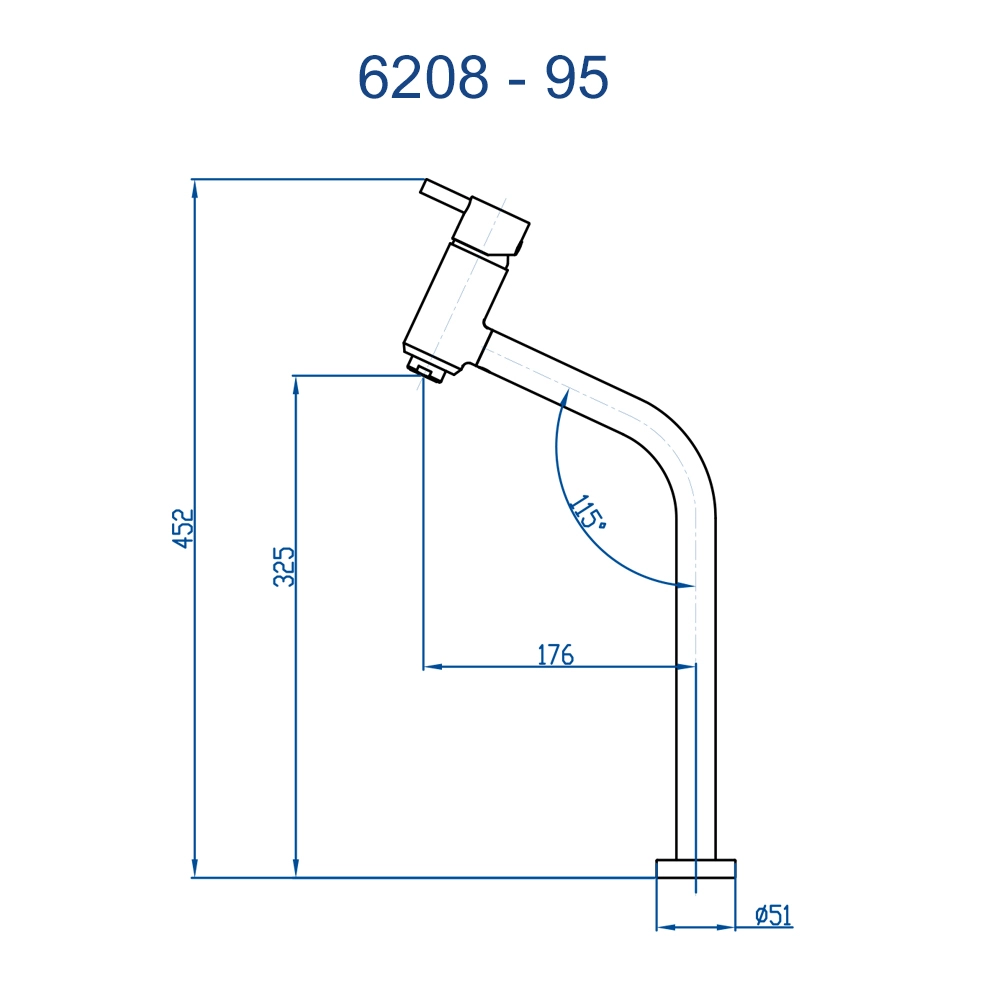 Misturador Monocomando de Mesa Fani para Lavatório Bica Alta Slim 6208 BK 95