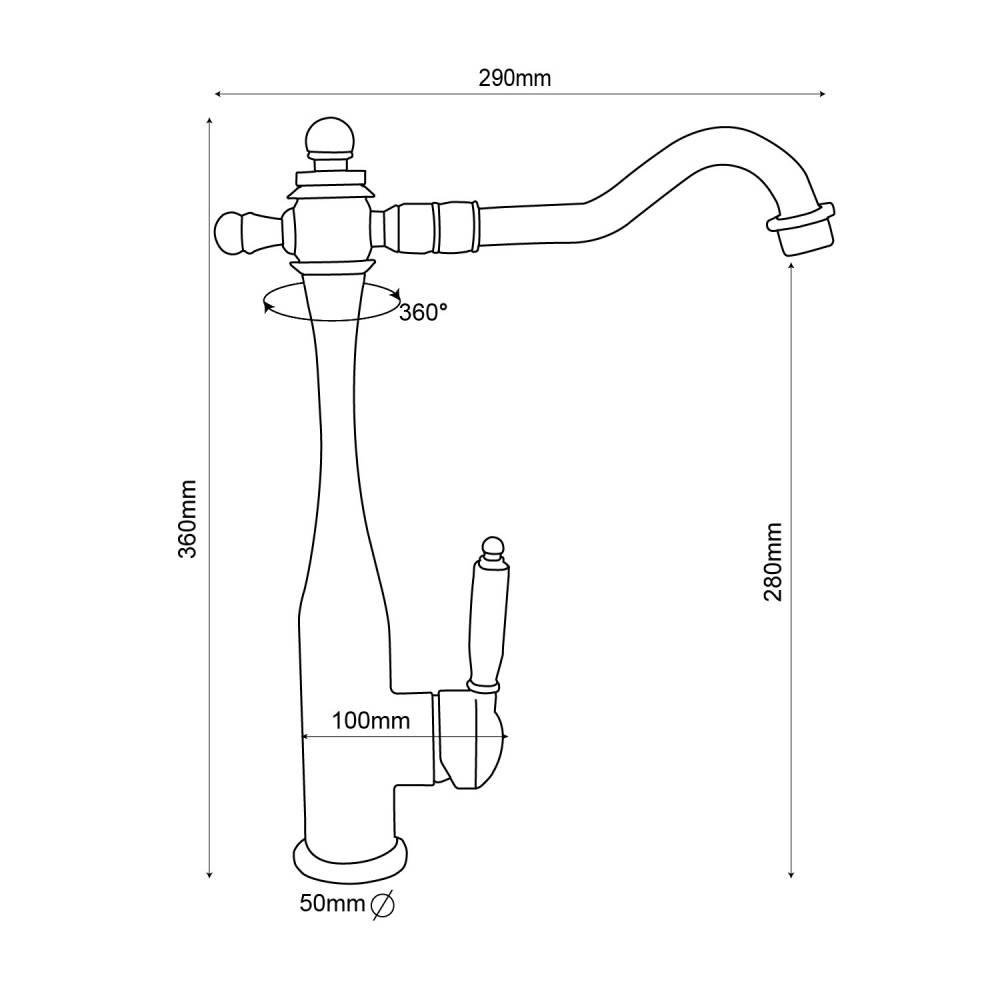 Misturador Monocomando Movel Bica Alta MV13 Ouro Envelhecido