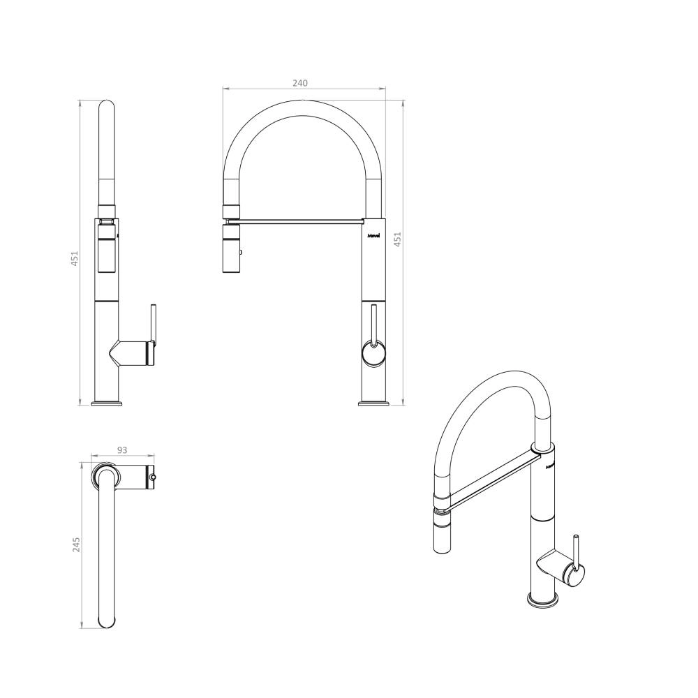 Misturador Movel G Monocomando Cromado Gourmet10 Slim