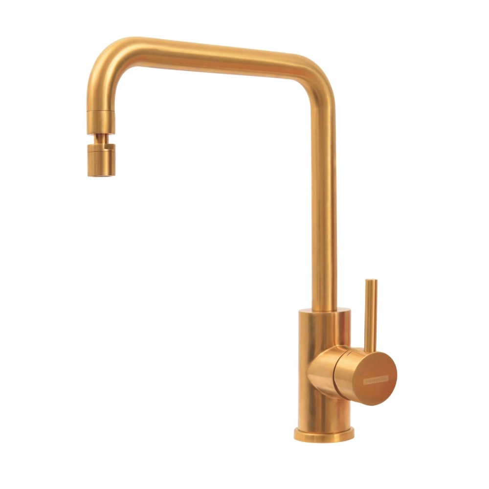 Monocomando Tramontina Angolare em Aço Inox Gold com Bica Articulada com revestimento PVD