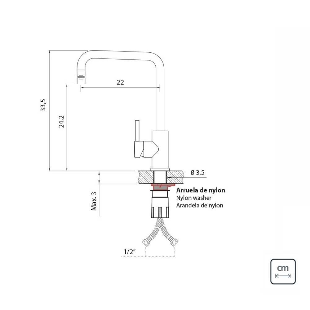 Monocomando Tramontina Angolare em Aço Inox com Bica Articulada com revestimento PVD Rose