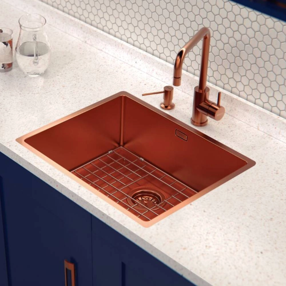 Monocomando Tramontina Angolare em Aço Inox com Bica Articulada com revestimento PVD Rose