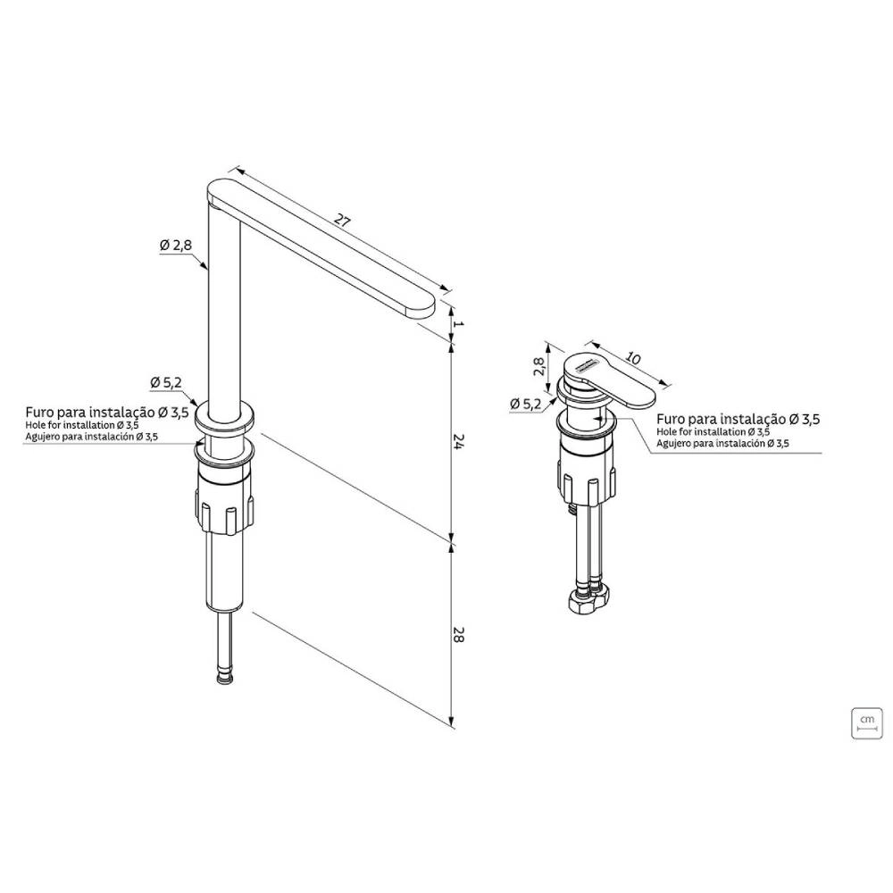 Monocomando Tramontina Design Collection Hidden em Aço Inox 94520/032