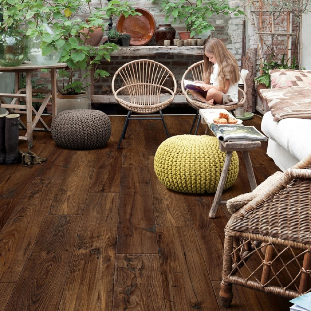 Piso Laminado Eligna Wide Castanheiro Escuro Restaurado Quick Step