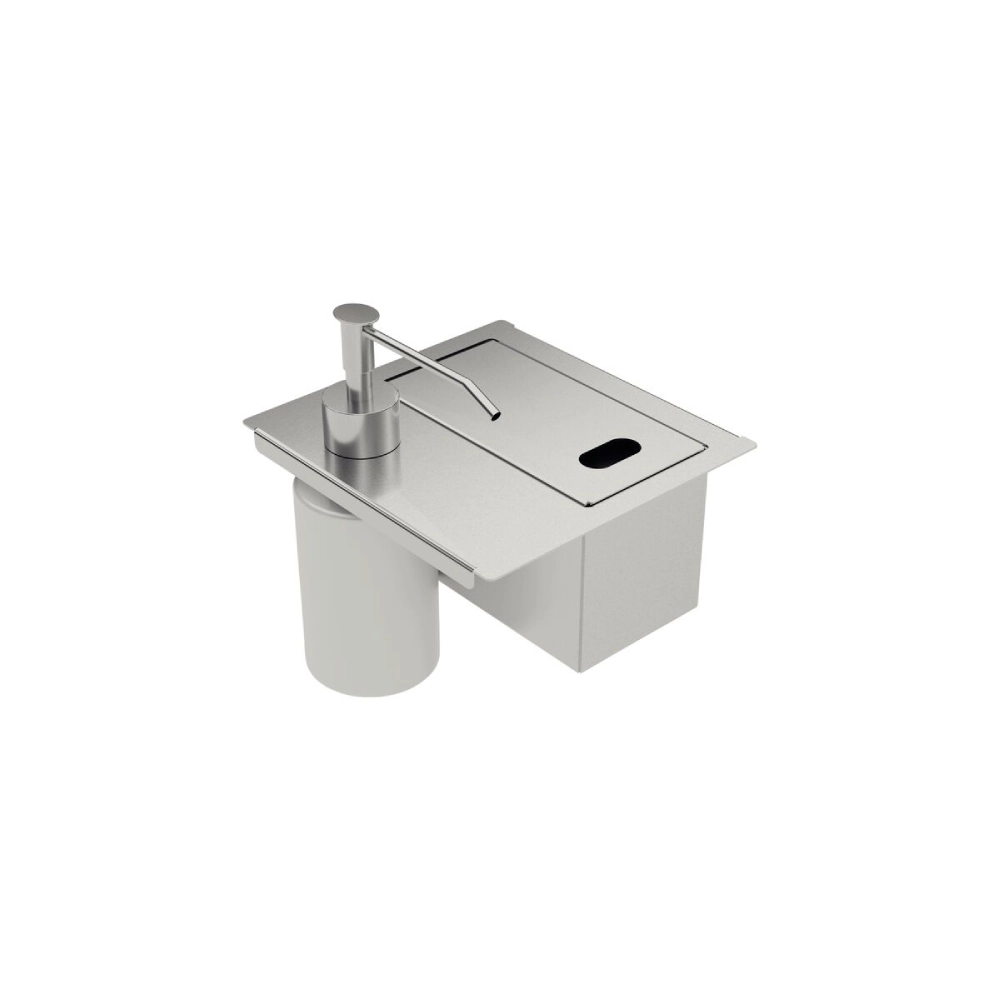 Porta Esponja Tramontina com Tampa e Dosador de Sabão Líquido em Aço Inox para uso em canal organizador
