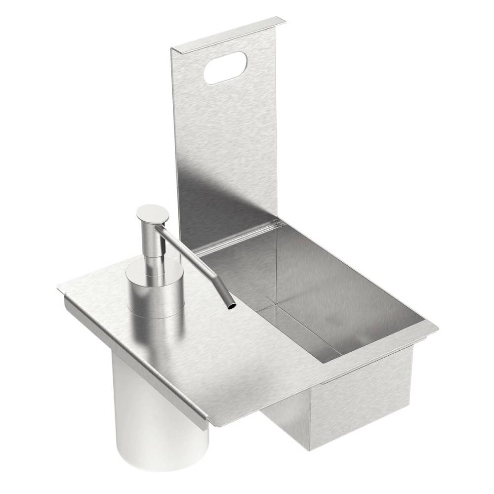 Porta Esponja Tramontina com Tampa e Dosador de Sabão Líquido em Aço Inox para uso em canal organizador
