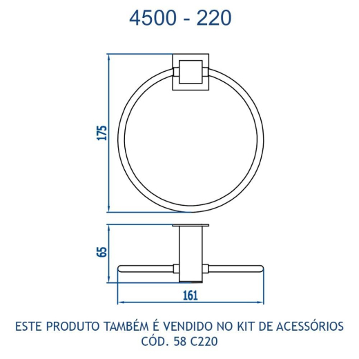 Porta Toalha Argola Bella Fani 4500 BK220 Porta Toalha Argola Bella Fani 4500 BK220