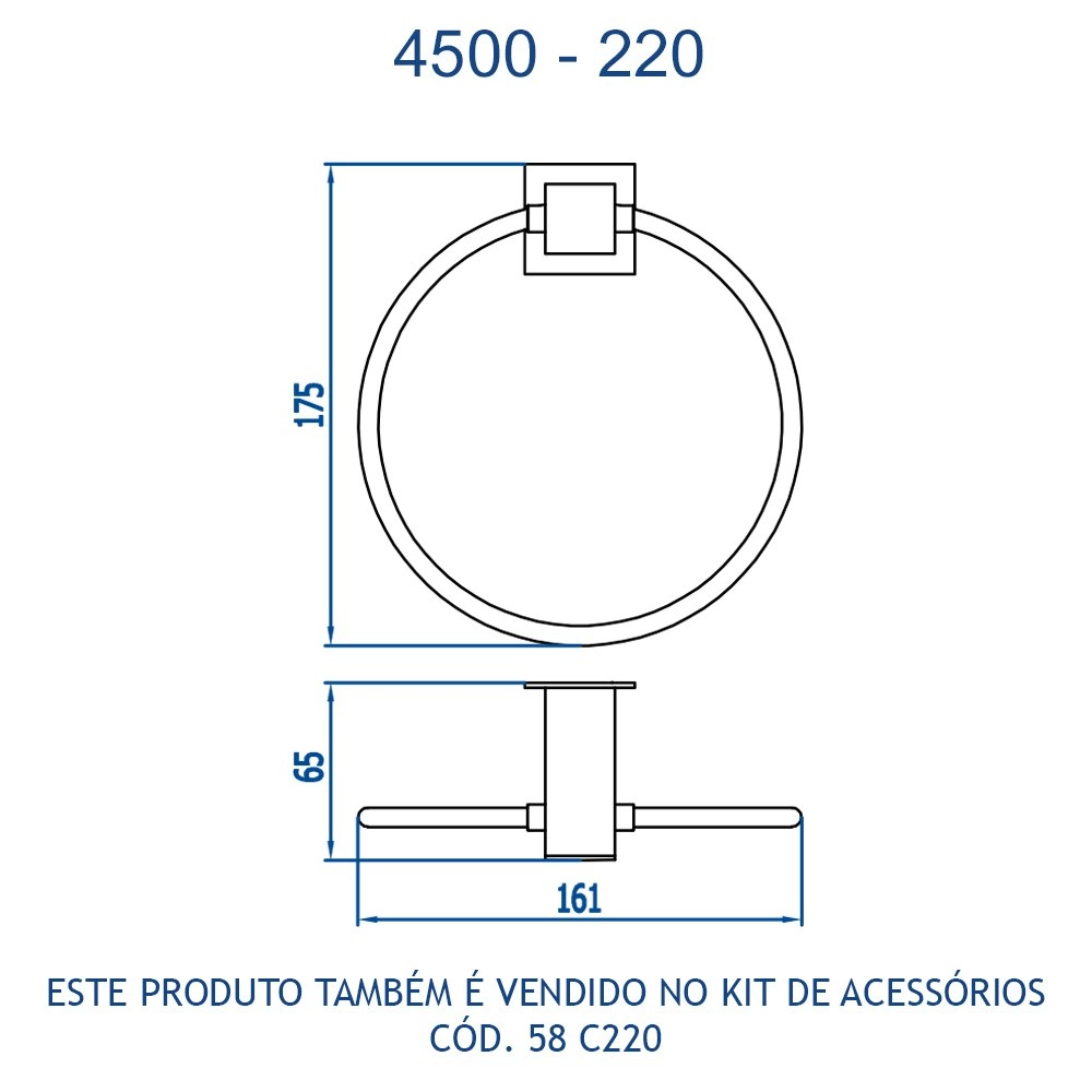 Porta Toalha Argola Bella Fani 4500 C220