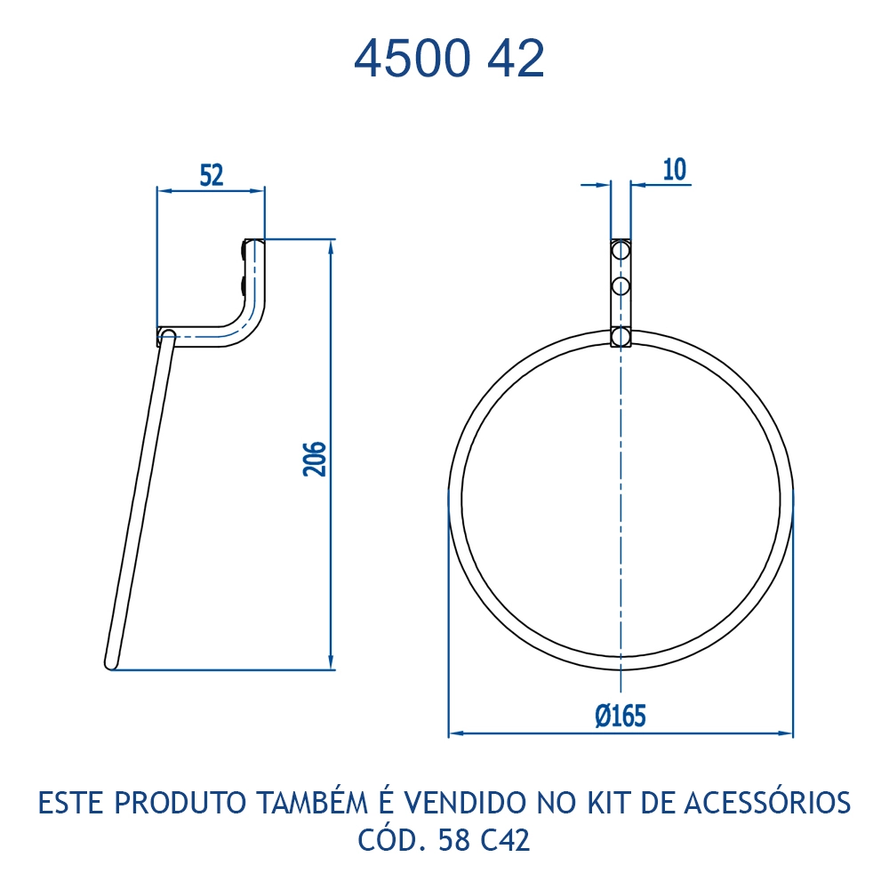 Porta Toalha Argola Íris Fani 4500 C42