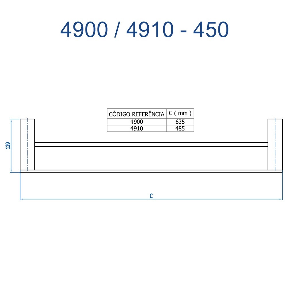 Porta Toalha Duplo Longo Horus Fani 4900 DV450