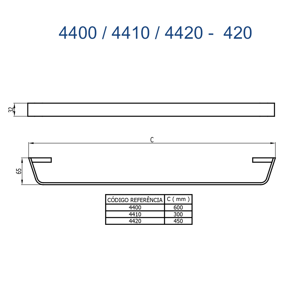 Porta Toalha Longo Essence Fani  4400 C420 PC