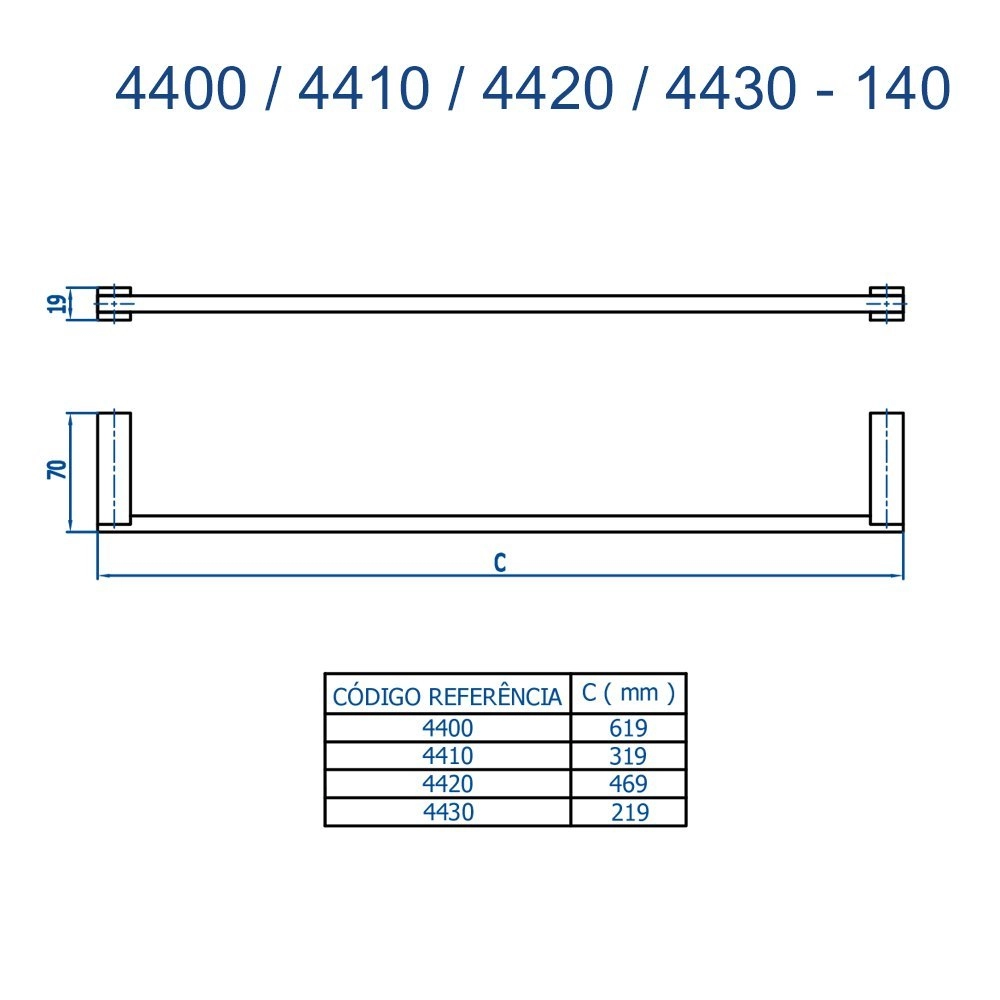 Porta Toalha Longo Horus Fani 4400 CH450