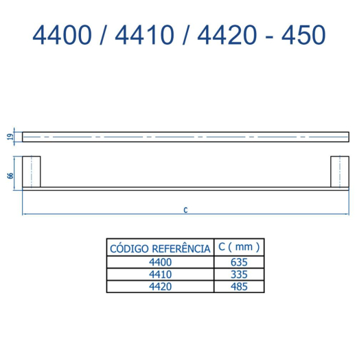 Porta Toalha Longo Horus Fani 4400 CH450 Porta Toalha Longo Horus Fani 4400 CH450