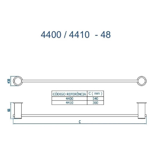 Porta Toalha Longo Ipanema Fani 4400 C48