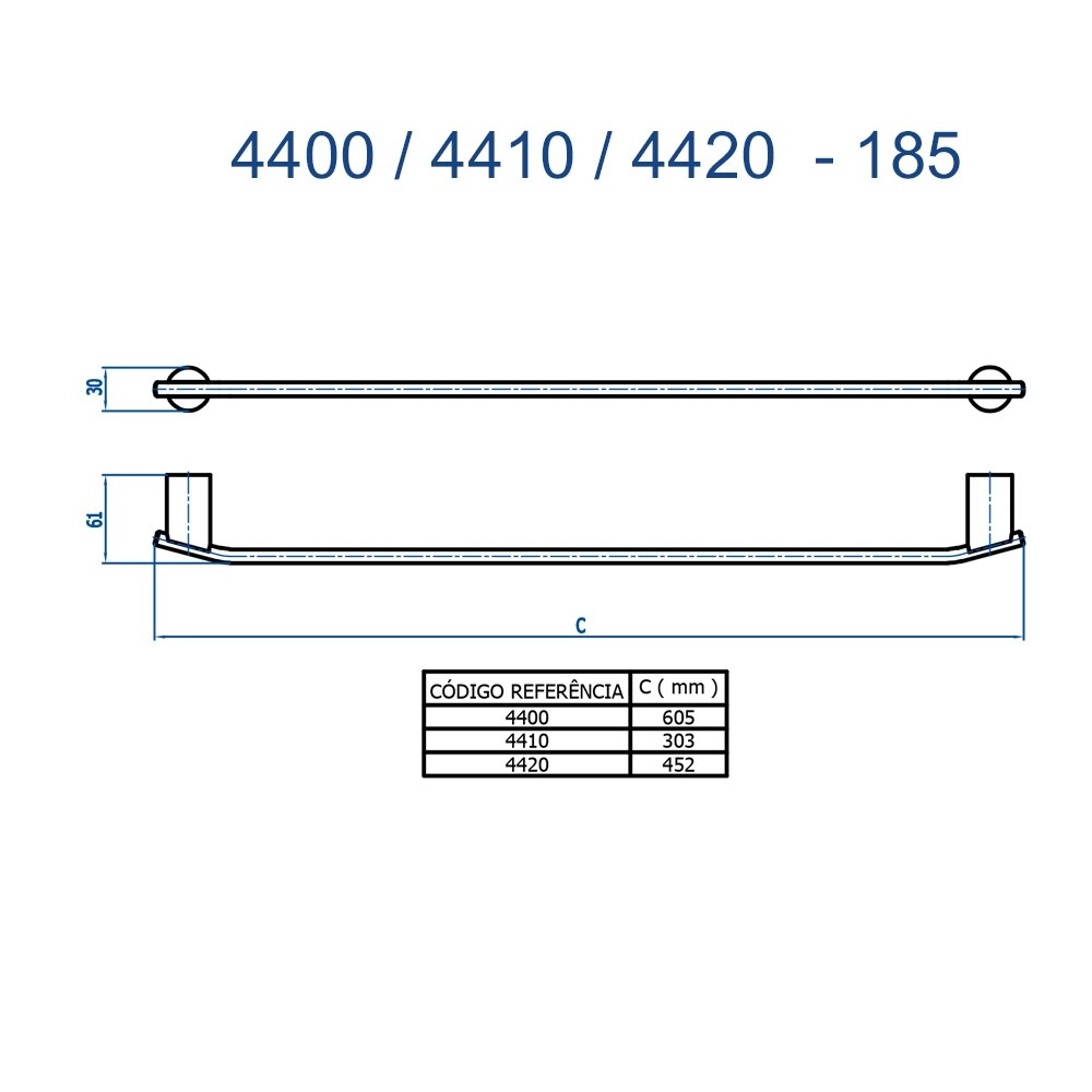 Porta Toalha Longo Lunna Fani 4400 C185