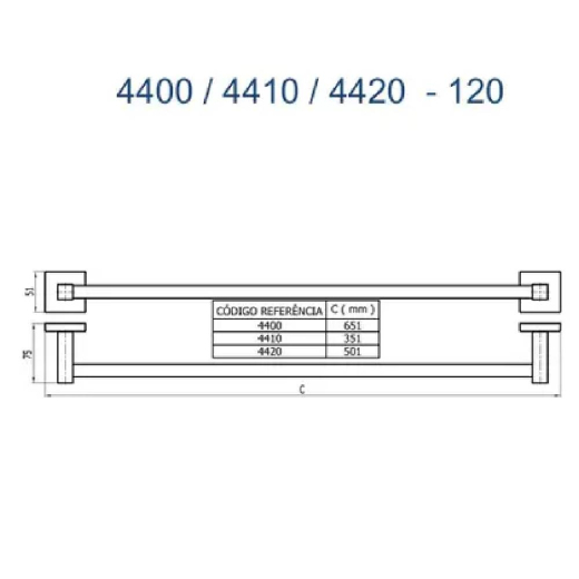 PortaToalha urto Versata Fani 4410 CH120 PortaToalha urto Versata Fani 4410 CH120