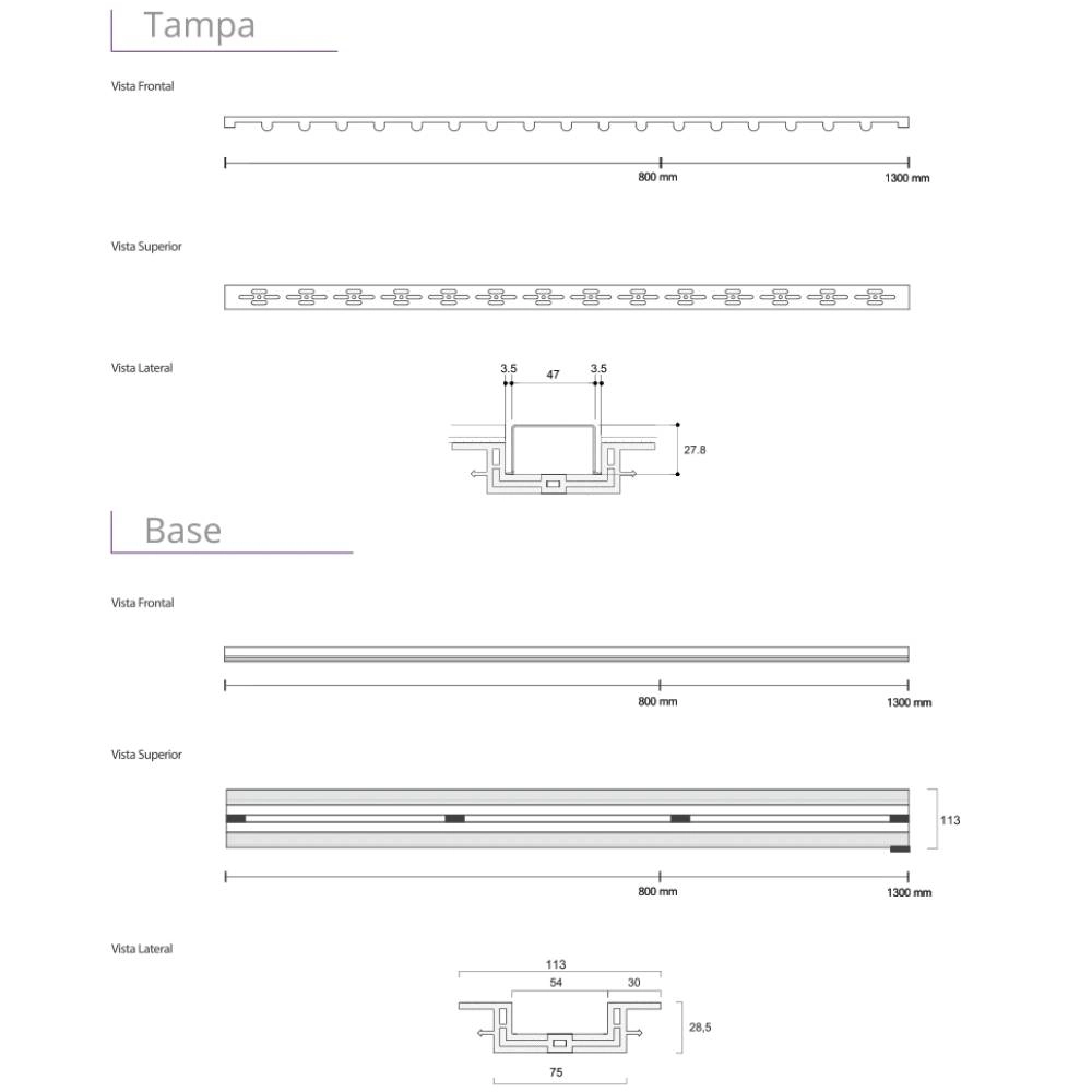 Ralo Linear 1795 Infinity Slim Line Tampa Vazada 80 cm