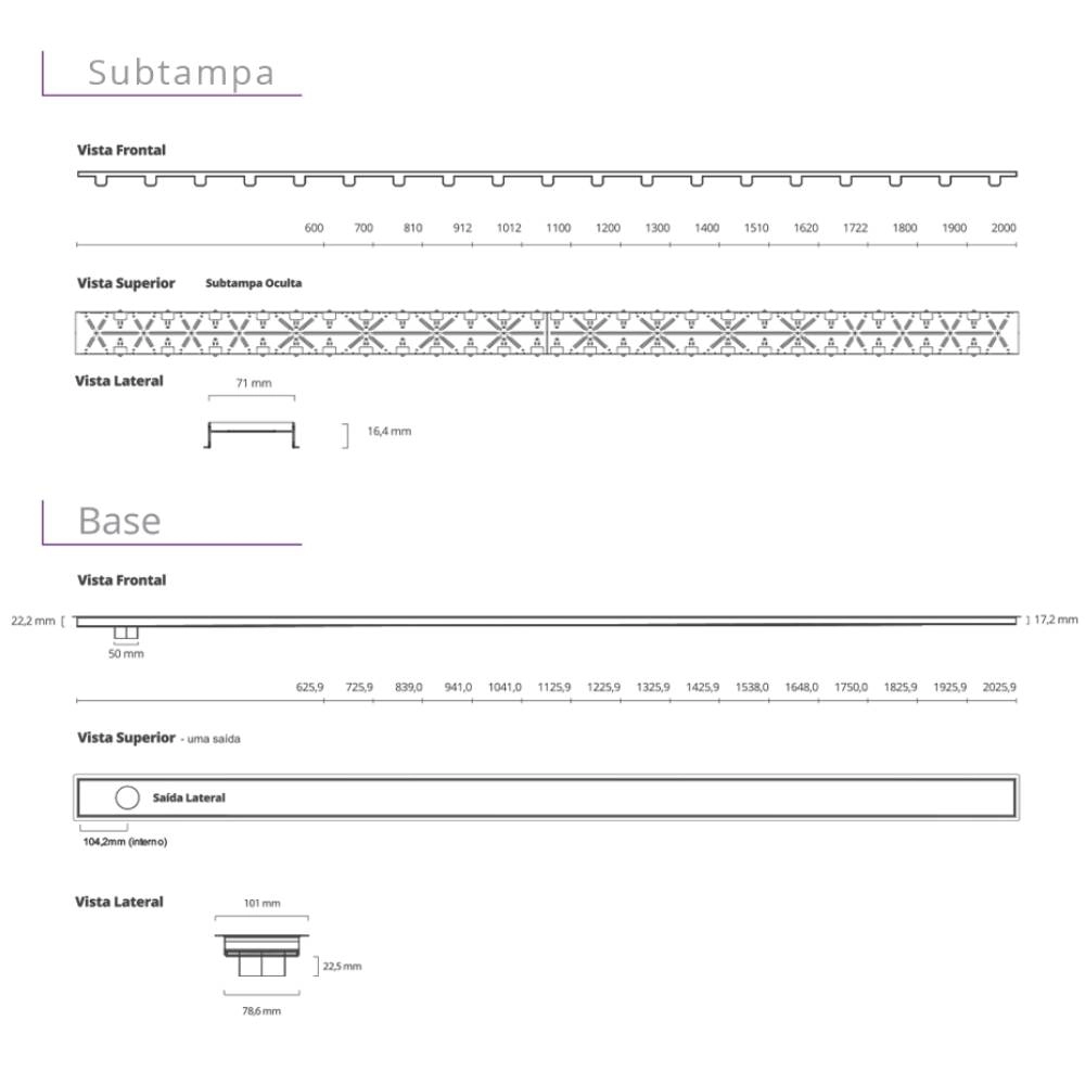 Ralo Linear 238 Elleve - Multimaster Tampa oculta 100cm