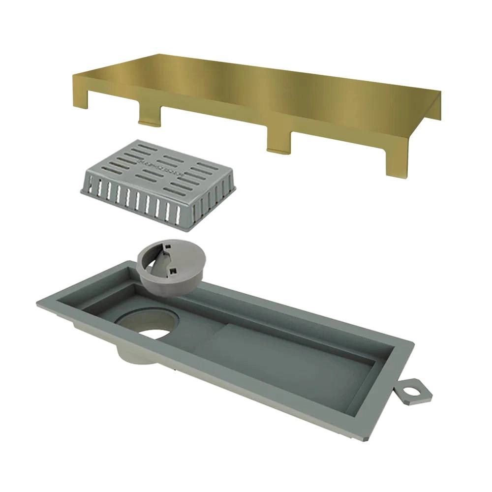 Ralo Linear 2921 Elleve - Tiny PVC 25 cm Acabamento Inox Gold 