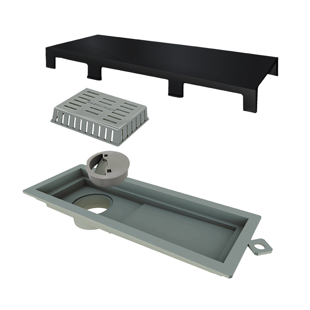 Ralo Linear 2922 Elleve Tiny PVC 25cm Acabamento. Inox Black Matte