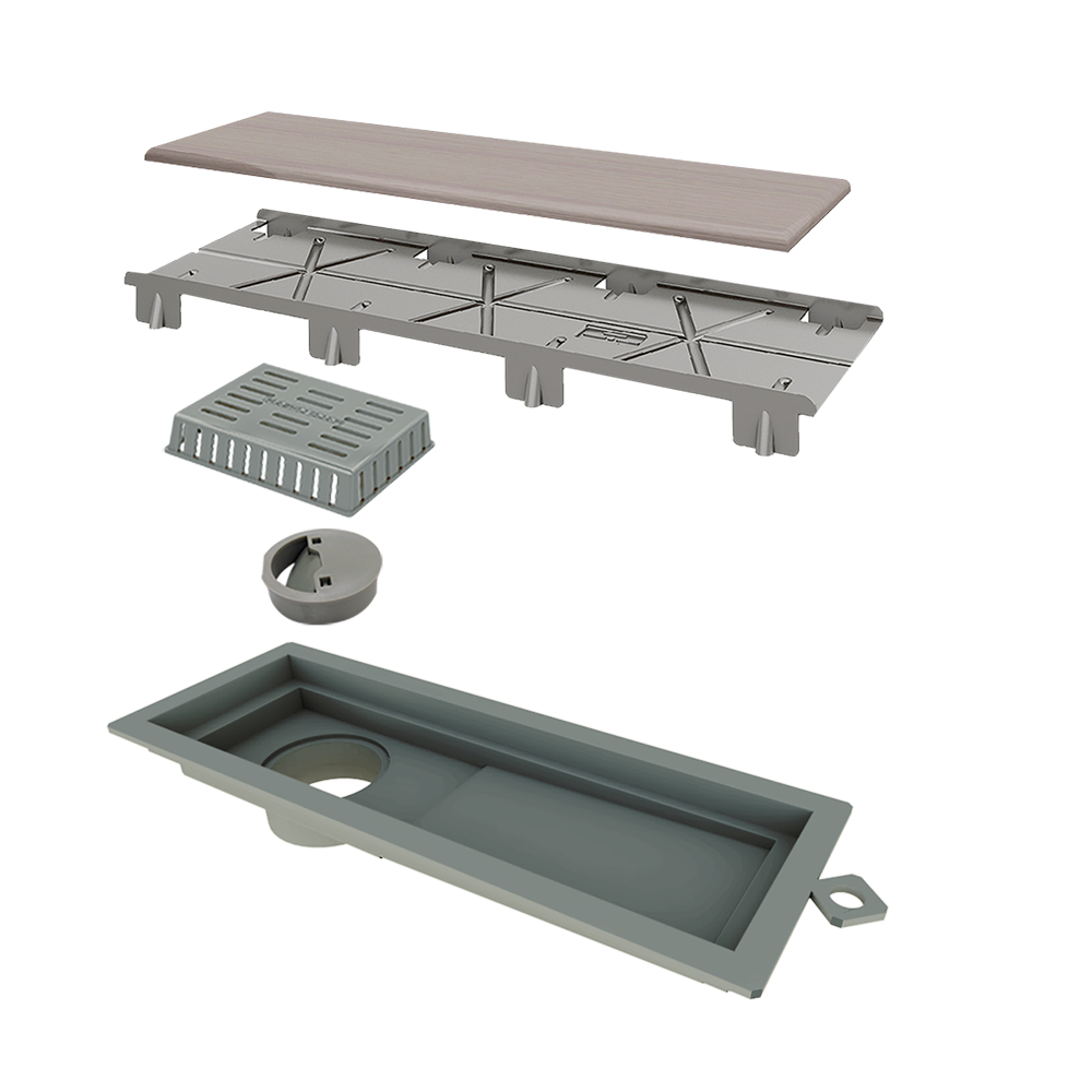Ralo Linear 2930 Elleve Tiny PVC 25cm Acabamento. Inox Oculto