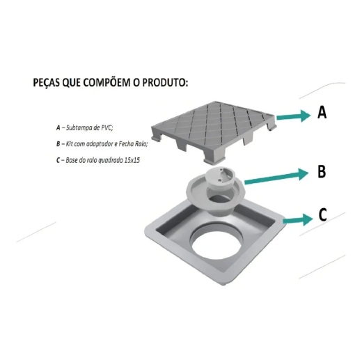Ralo Linear 4665 Novii Quadrado Tampa Oculta 15x15cm Ralo Linear 4665 Novii Quadrado Tampa Oculta 15x15cm