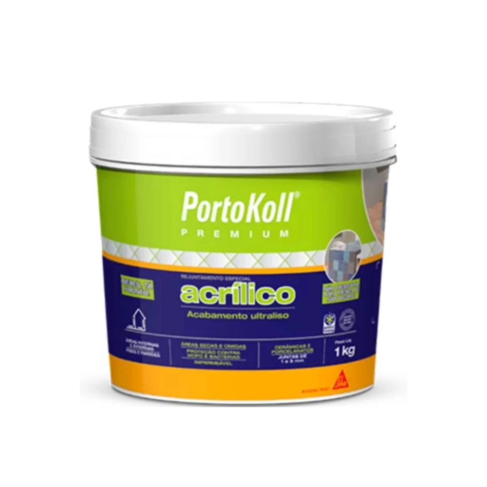 Rejunte Acrilico Portokoll Cinza Platina Balde 1KG