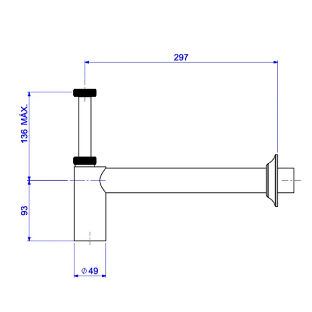 Sifão para Lavatório Entrada: 1" / Saída: 1 1/2" Black Noir 1680.BL100.112.NO
