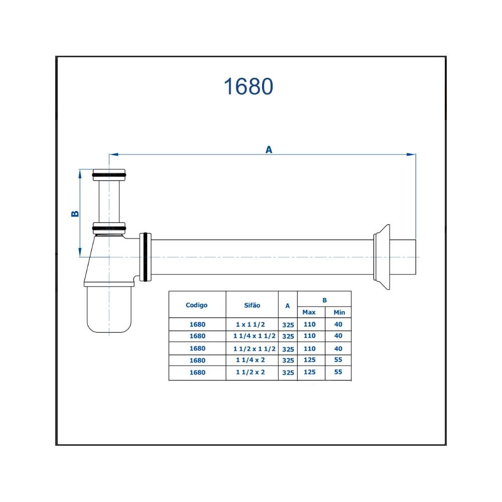 Sifão Regulável para Lavatório Fani 1680 1x1 1/2 CR