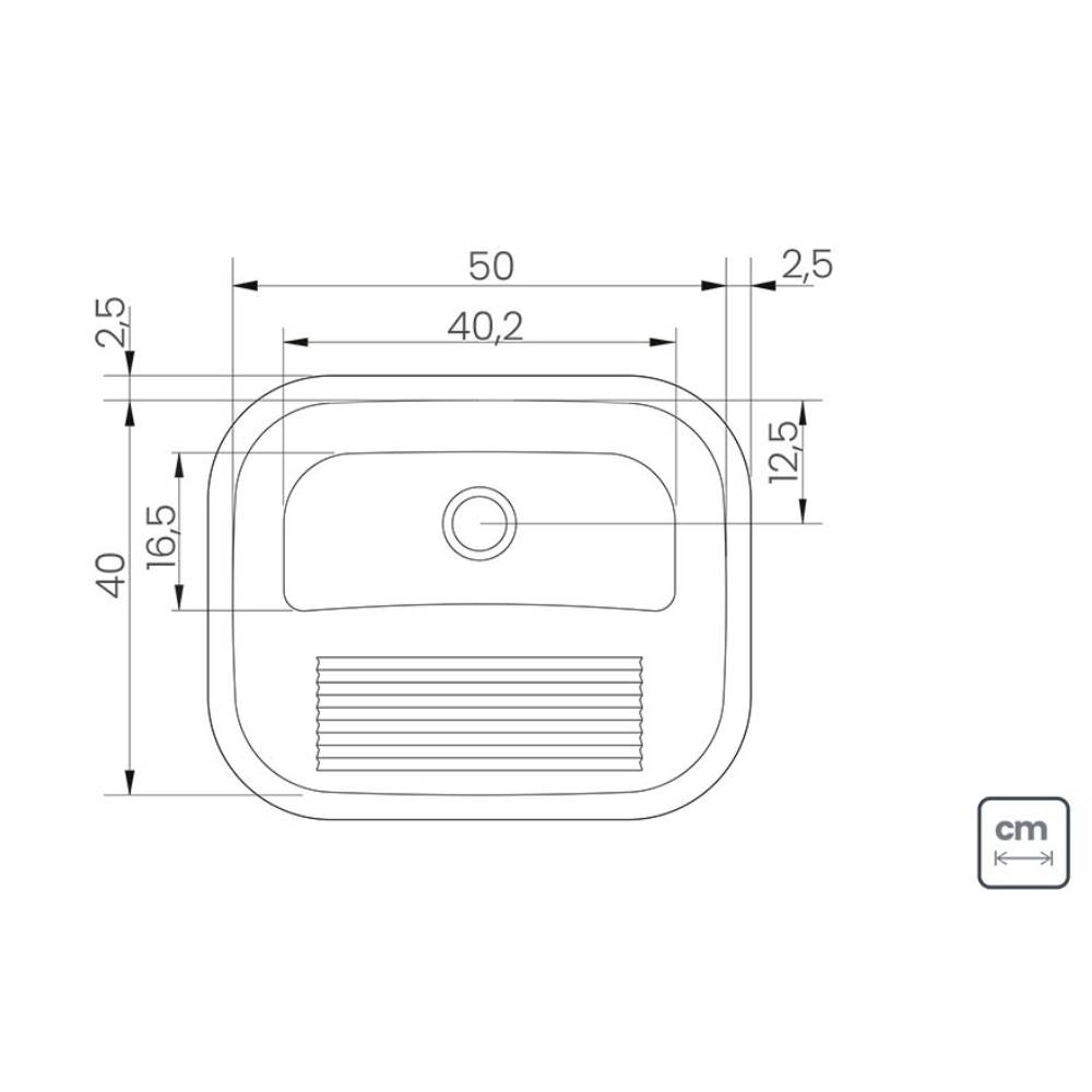 Tanque de Encaixe Tramontina Hera 34 L em Aço Inox Polido 50x40 cm 94400/407