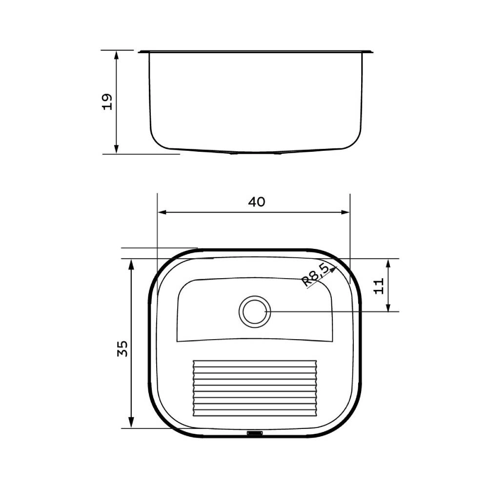 Tanque de Encaixe Tramontina Hera Compact 19 em Aço Inox Escovado 40x35 cm 