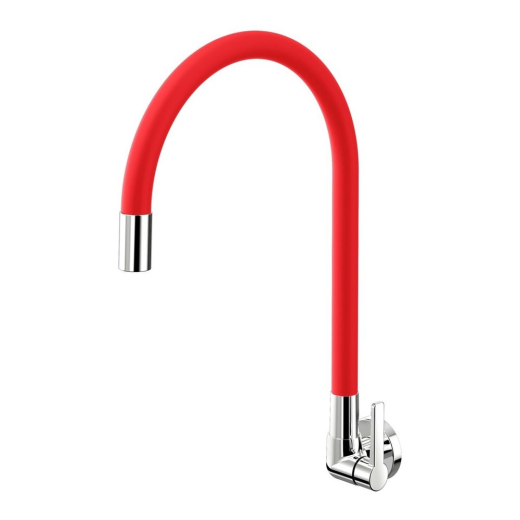 Torneira Bica Alta de Parede para Cozinha Galiflex Cromado/Vermelho Docol 90009674079 Torneira Bica Alta de Parede para Cozinha Galiflex Cromado/Vermelho Docol 90009674079