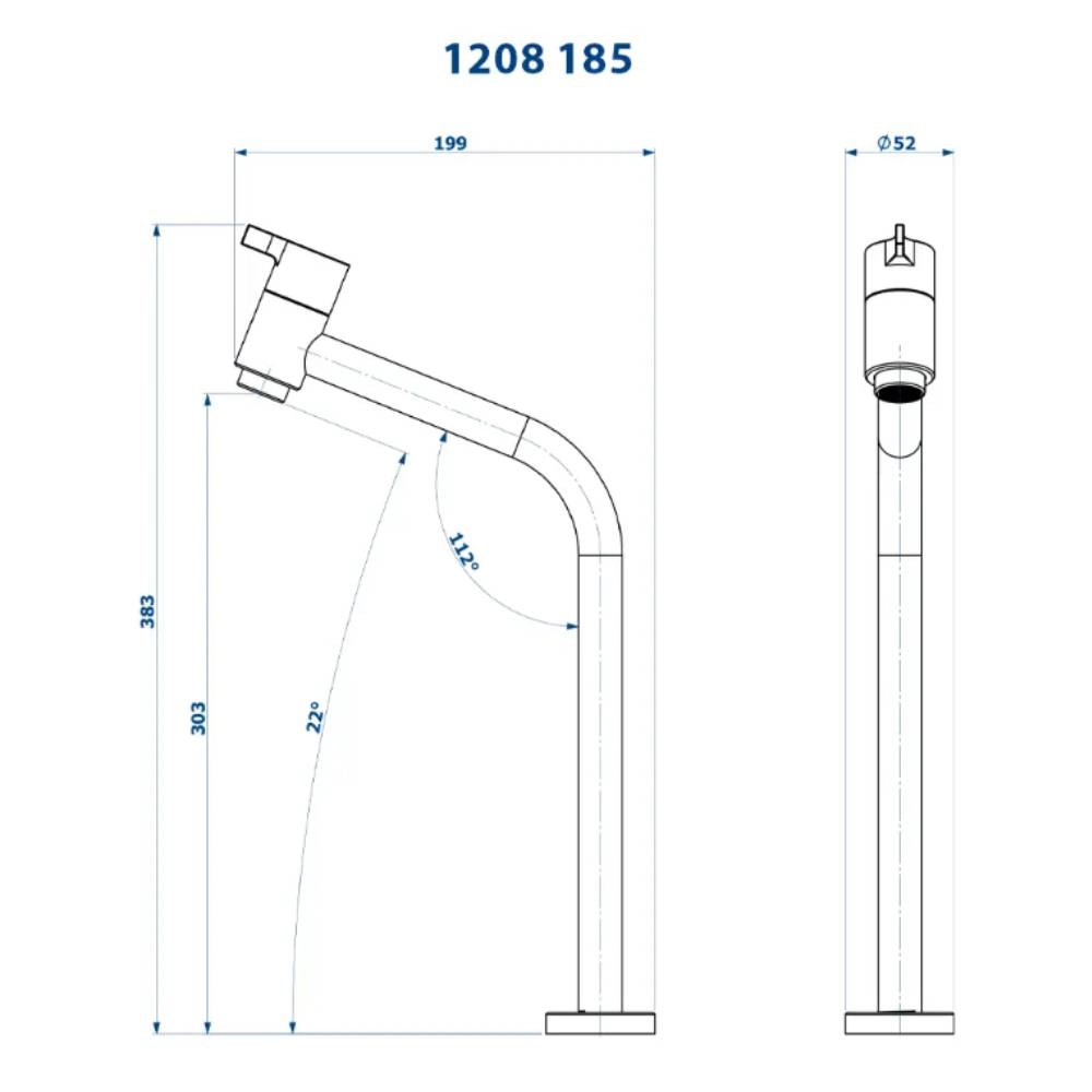 Torneira de Mesa Bica Alta Lunna fani 1208 BK185 
