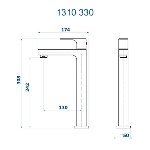 Torneira de Mesa Bica Alta Retta Fani 1310-330 BK Torneira de Mesa Bica Alta Retta Fani 1310-330 BK
