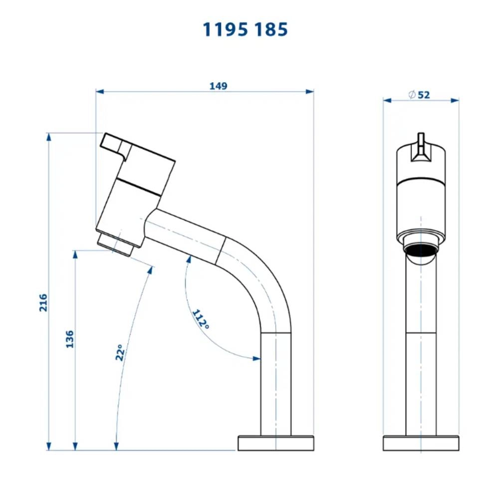 Torneira de Mesa Bica Baixa Lunna Fani 1/2 1195 BK185