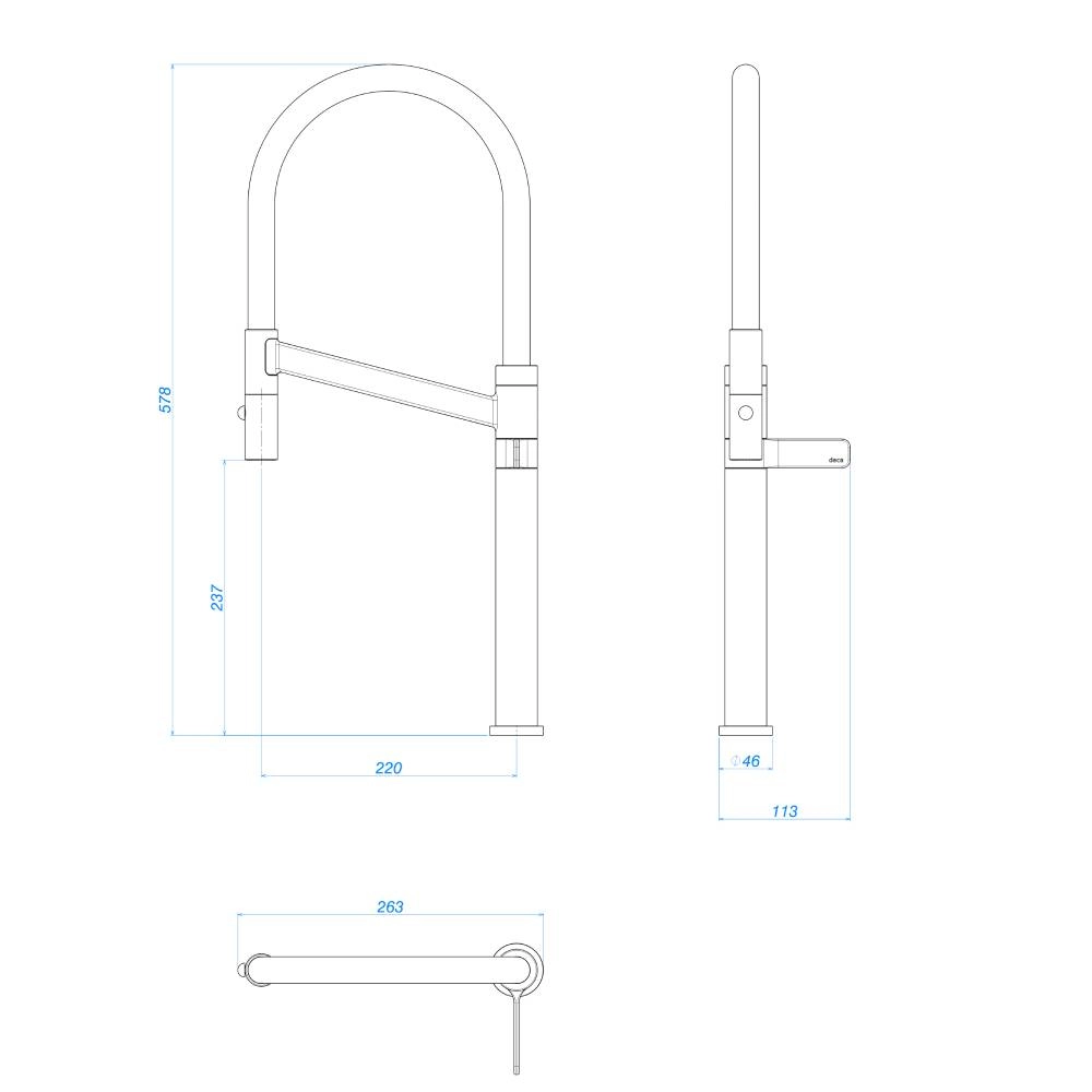 Torneira de Mesa Deca Colare para Cozinha com Bica Flexível Cromado e Preto 1189.C.PT