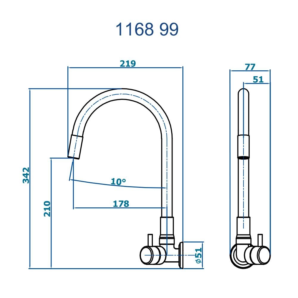 Torneira de Parede Flex Bica Movel Fani 1168 C99