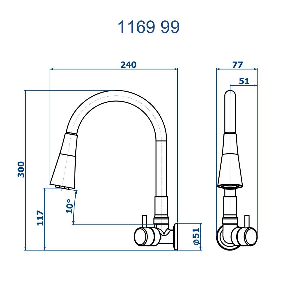 Torneira de Parede Flex Fani Bica Flexivel 1169 BK99
