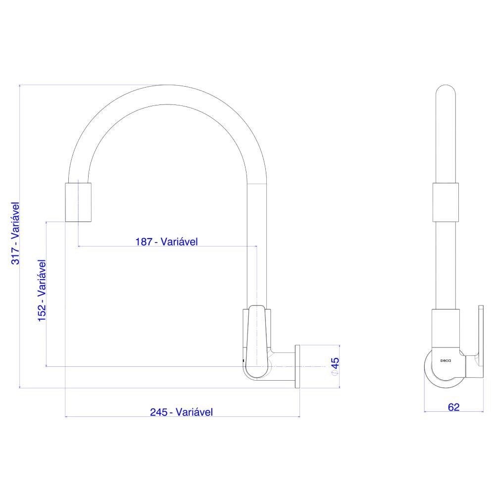Torneira de Parede para Cozinha com Bica Articulavel Cromado e Fendi Deca Motion 1168.C23.FD