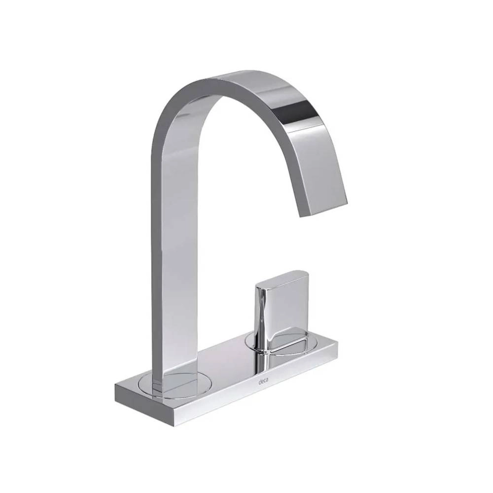 Torneira Deca de Mesa Bica Alta para Lavatório com Chapa Polo CR 1191.C33