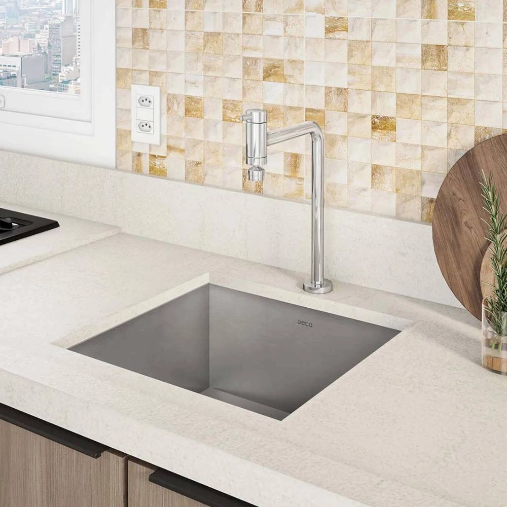 Torneira Deca de Mesa Bica Móvel de 90 Graus para Cozinha Link Cromado 1166.C.LNK