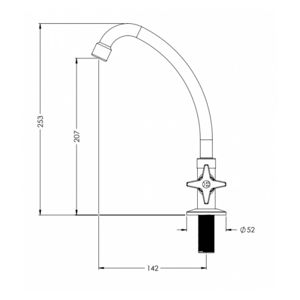 Torneira Esteves 1167 C23 Cozinha Mesa Eco VTM023CWG