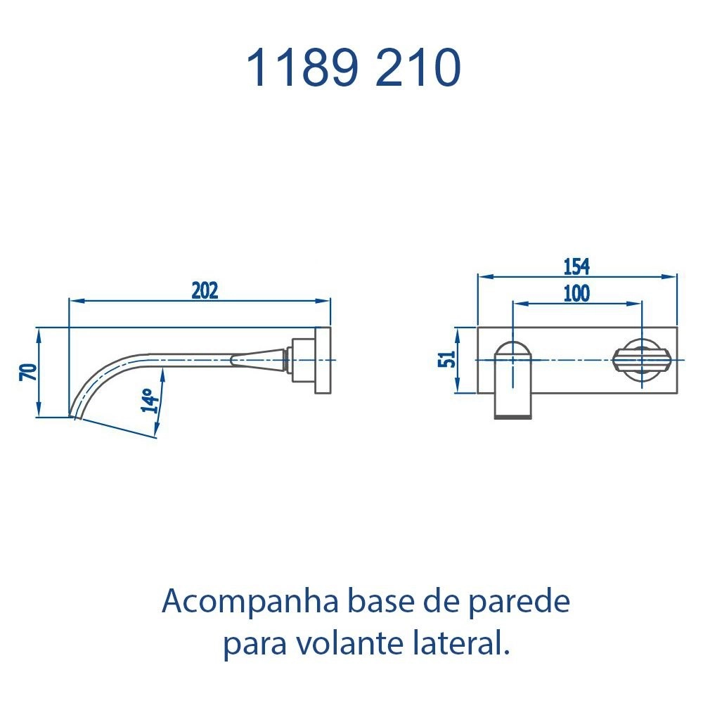Torneira Lavatório de Parede Prima Fani 1189 C210