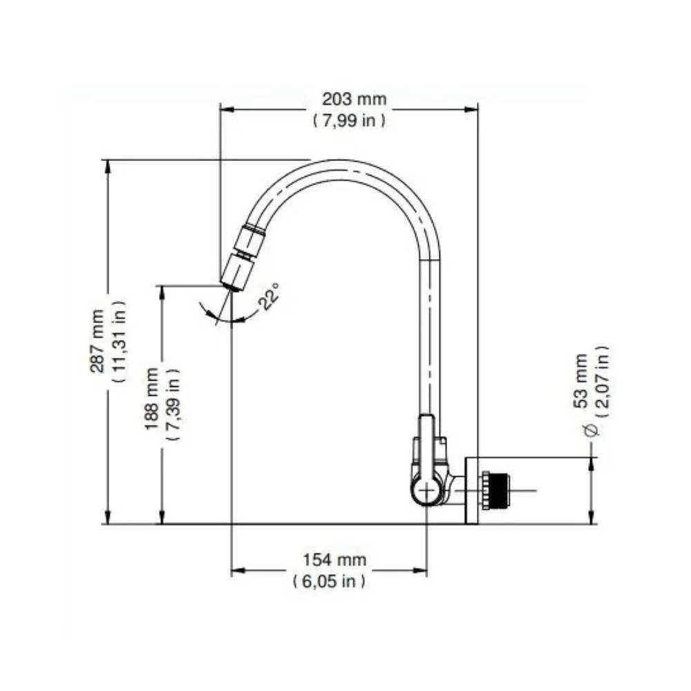 Torneira para cozinha de parede bica alta Gali Chrome