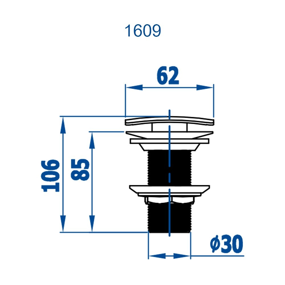 Válvula Click Quadrada para Lavatório Fani 1609 BK
