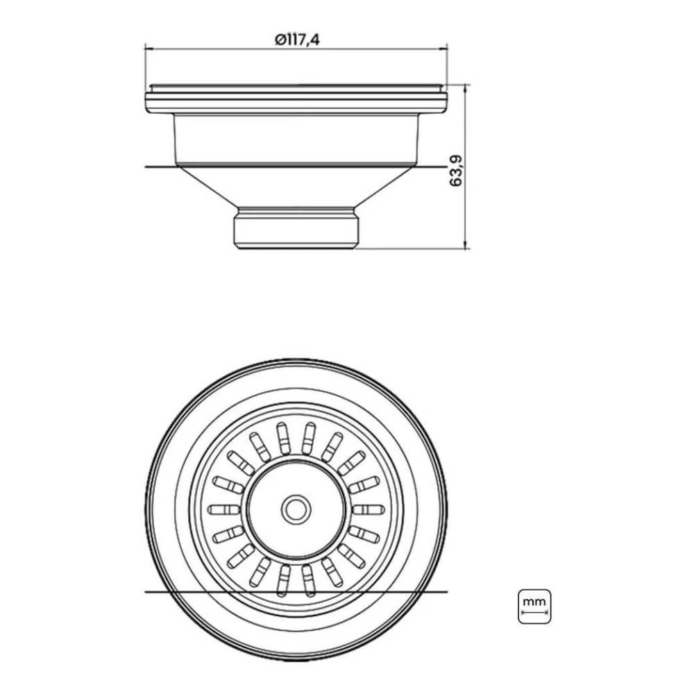 Válvula Tramontina Econômica 4 1/2" sem Escape em Aço Inox Polido e Polipropileno para Pias e Cubas