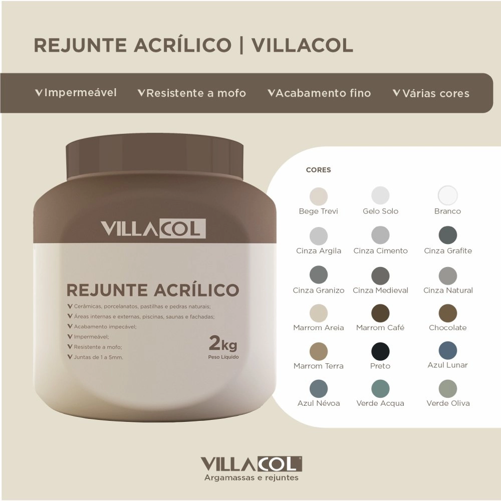Villacol Rejunte Acrílico Marrom Areia 2kg