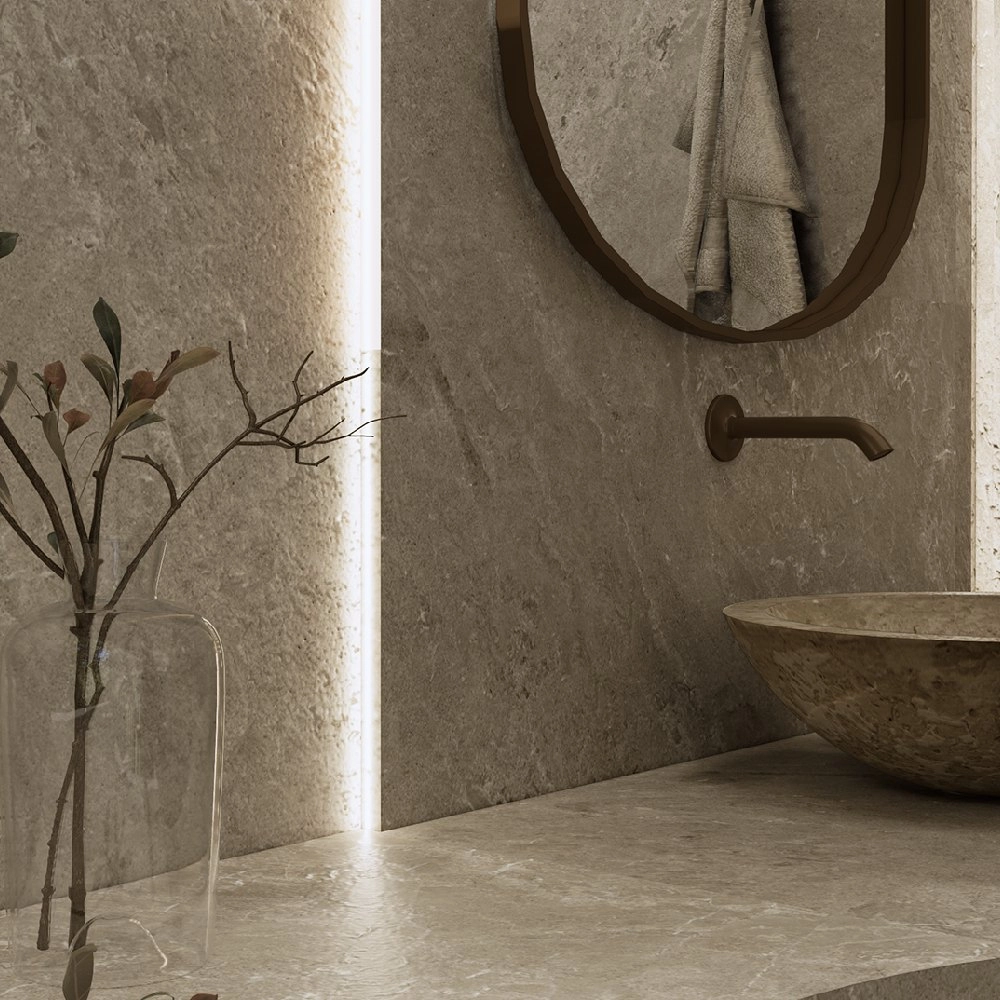 Villagres Porcelanato 123x123 Pietra Di Merapi Sabbia Natural SenseUp Retificado