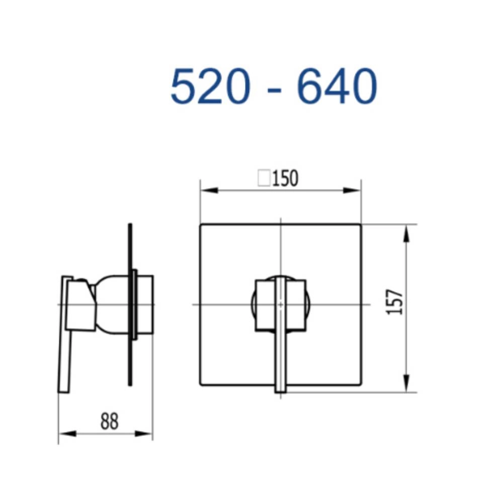 Acabamento para Base Monocomando de Chuveiro Eros Fani 520 BK640 